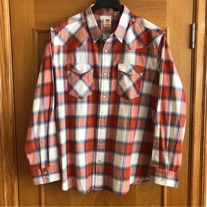 Levis Classic Western Standard Fit Multicolor Plaid Long Sleeve Shirt Size 2XL